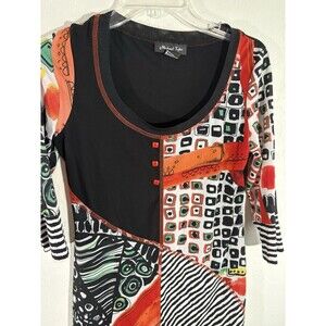 Michael Tyler Womens Top Shirt Black White Red w/Red Stitching XS/TP Block Color